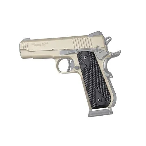 1911 Government Grips - Round Heel Piranha, Extreme Series G10, Solid Black