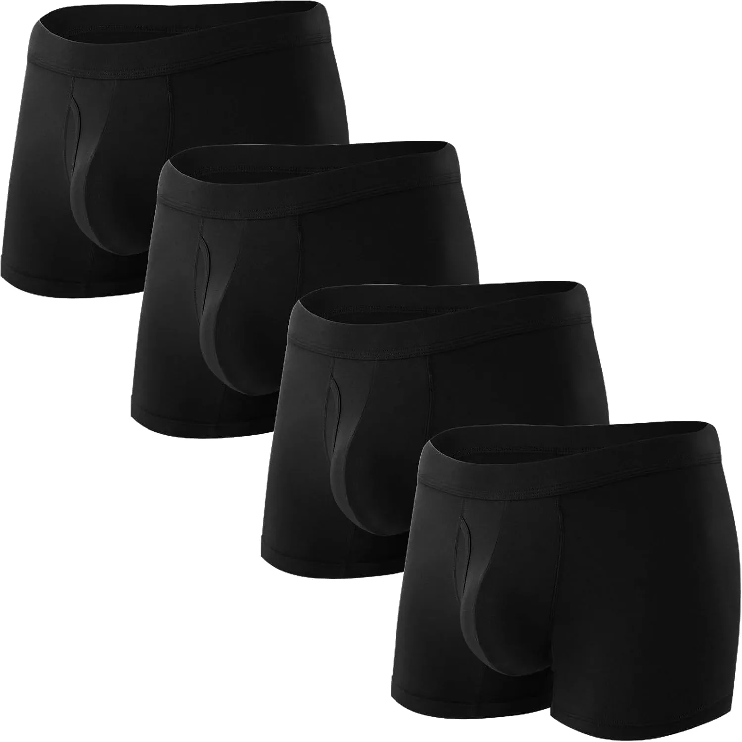 BAMBOO COOL Mens Underwear Trunks for Man Soft Waistband Open-fly Support Briefs(3 or 4 pack)