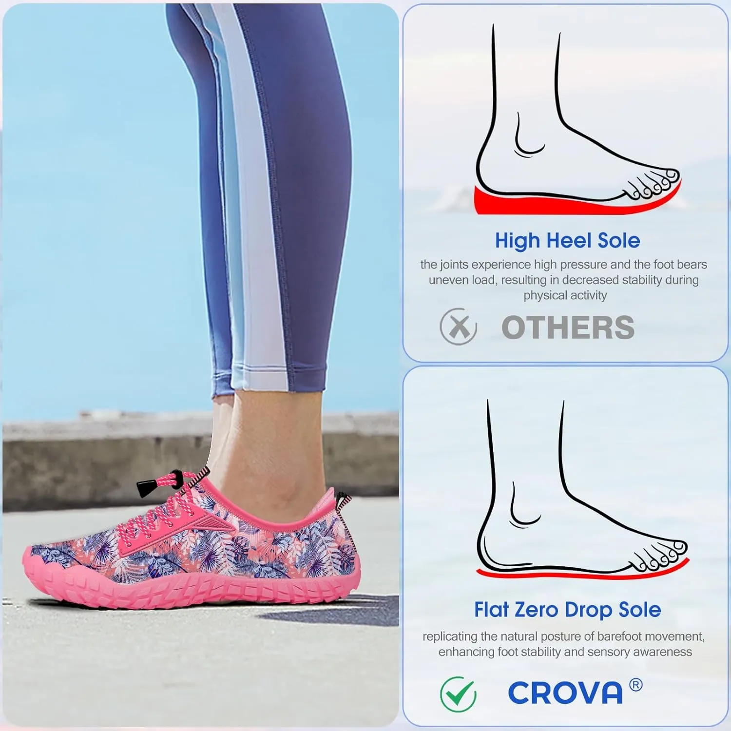 Built-in Heel Grips Water Shoes for Kids Girls Boys Hiking Wide Barefoot Swim Beach Pool Big Kid