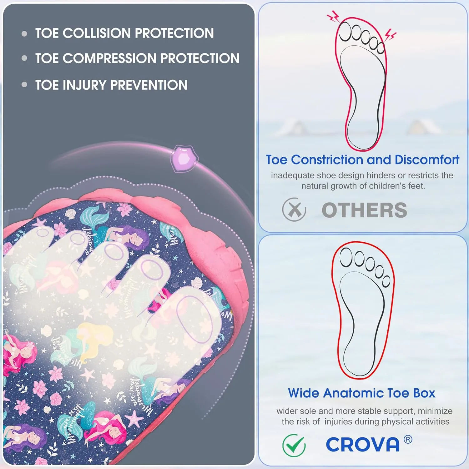 Built-in Heel Grips Water Shoes for Kids Girls Boys Hiking Wide Barefoot Swim Beach Pool Big Kid