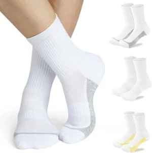 Crew Socks Women Athletic Hiking Running Cushioned Compression Socks 3-5 Pairs