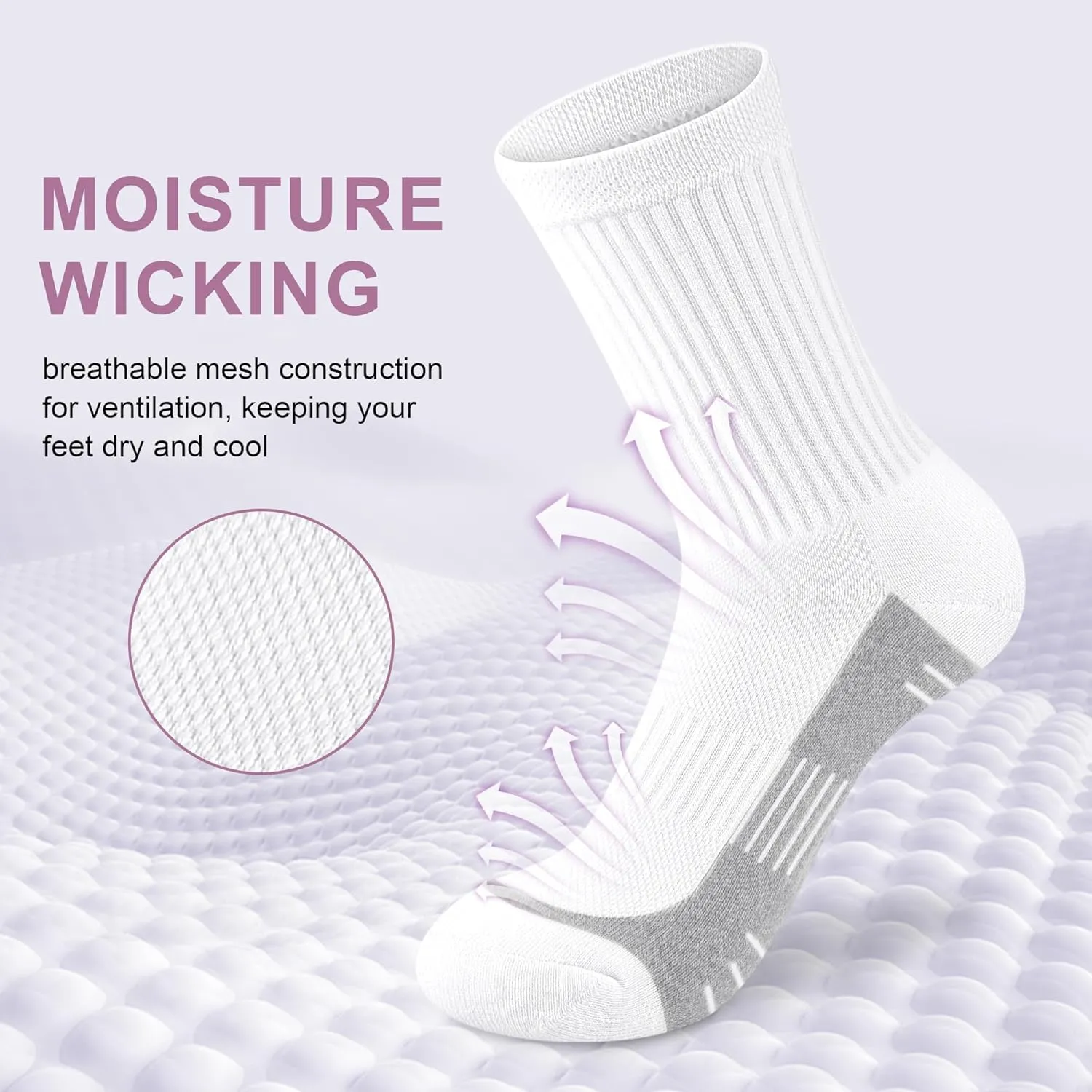 Crew Socks Women Athletic Hiking Running Cushioned Compression Socks 3-5 Pairs