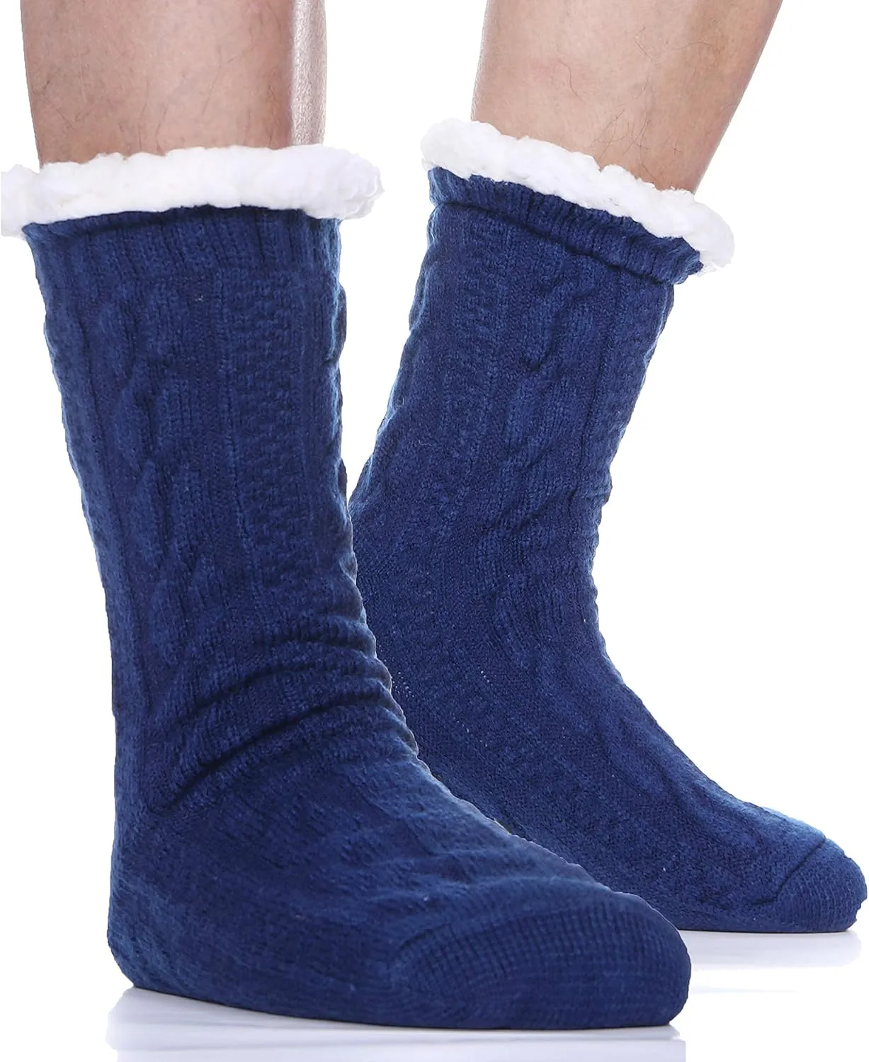 EBMORE Mens Slipper Fuzzy Socks Winter Cozy Fluffy Cabin Warm Fleece Soft Comfy Thick Non Slip Home Socks