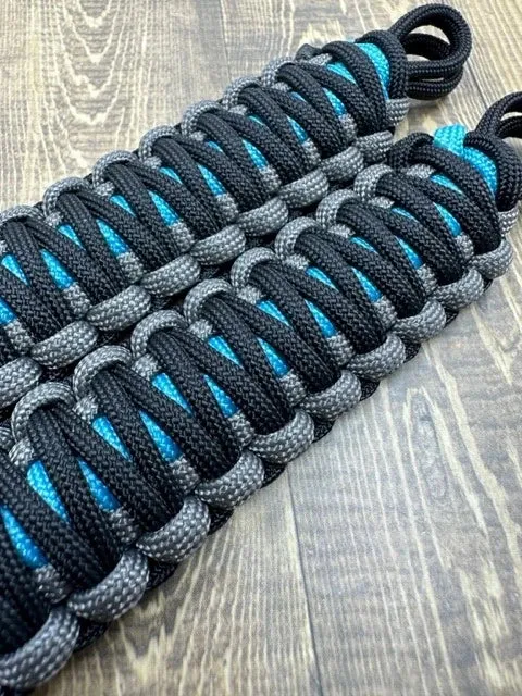 Krawlergrips Neon Turquoise Grey Black Paracord Grab Handle