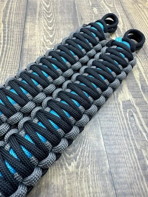 Krawlergrips Neon Turquoise Grey Black Paracord Grab Handle