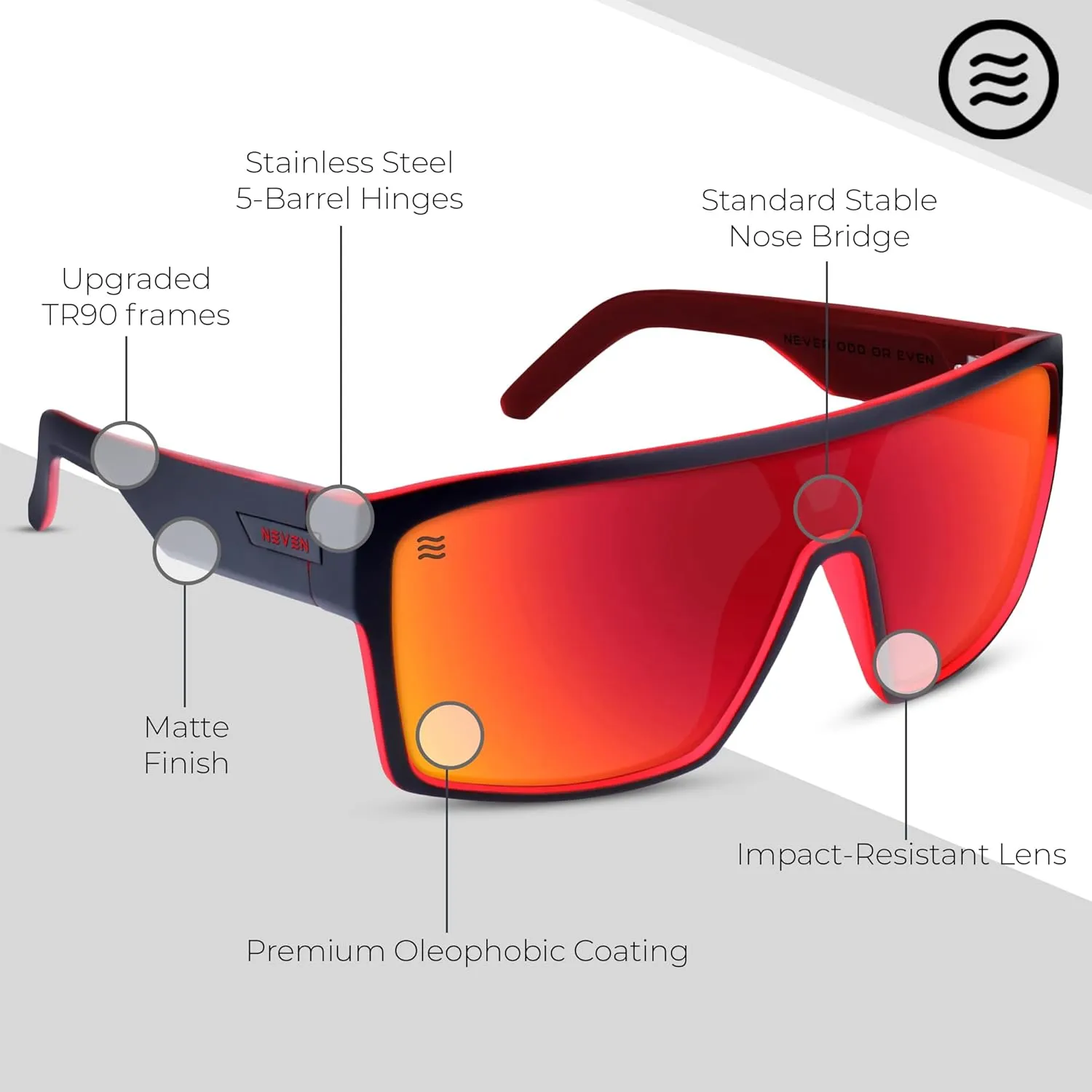 NEVEN Slater UV Frame Sunglasses For Men & Women - TR90 Oversized Polarized Sunglasses for Men - Coastal Sport Boxy Glasses