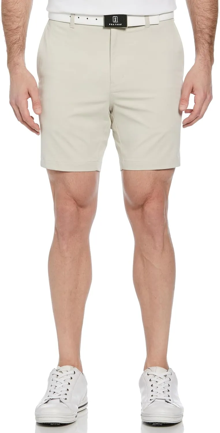 PGA TOUR Men's 7?? Flat Front Performance Stretch Golf Shorts with Active Waistband