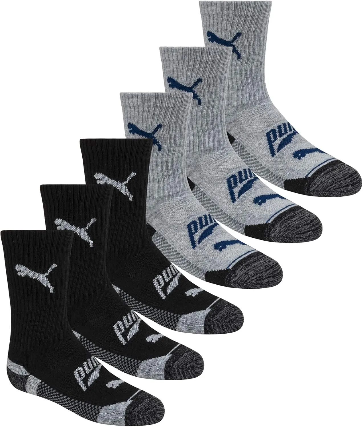 PUMA Boys' 6 Pack Crew Cut Socks