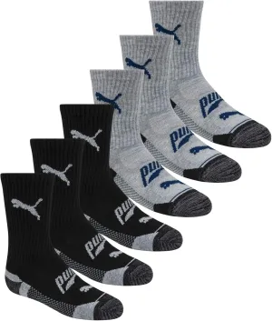 PUMA Boys' 6 Pack Crew Cut Socks
