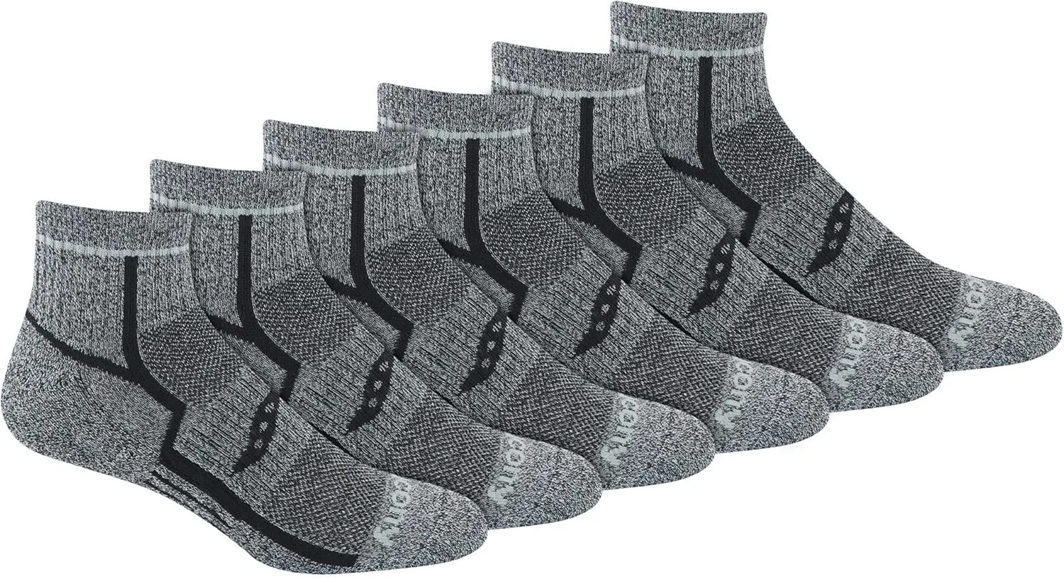 Saucony Men's RunDry Bolt Performance Quarter Socks, Available in L-XL (6, 12 Pairs)