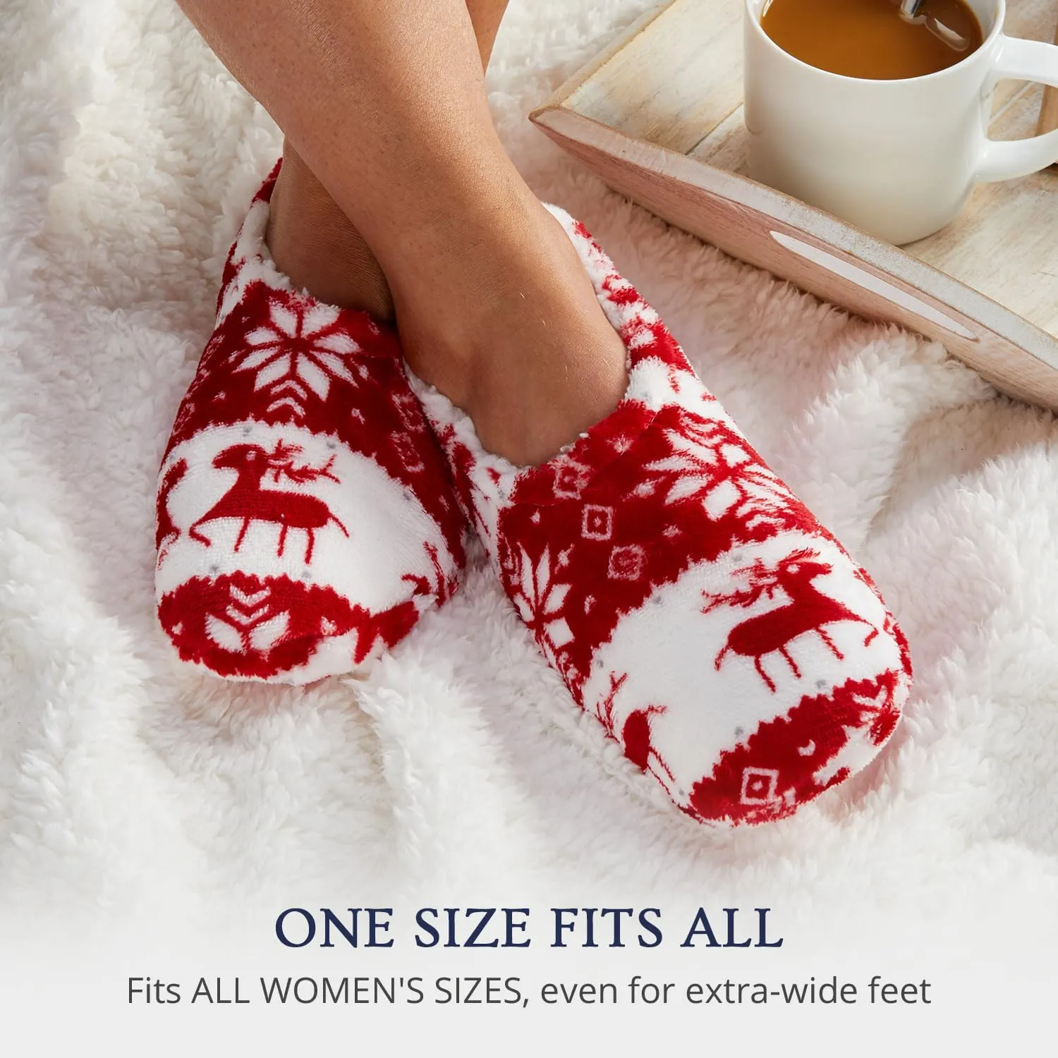 Velvet Plush Memory Foam Warm Slipper Socks For Women | Non-Slip One Size Fuzzy Socks For Women | Ultra Plush and Cozy Warmth Collection