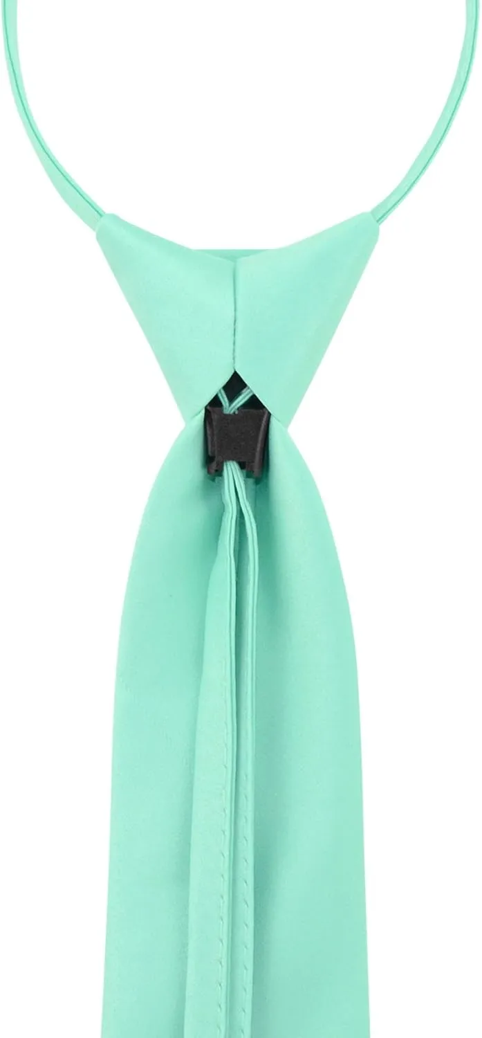 Vesuvio Napoli PreTied Men's Necktie Solid Color Mens Adjustable Zipper Neck Tie
