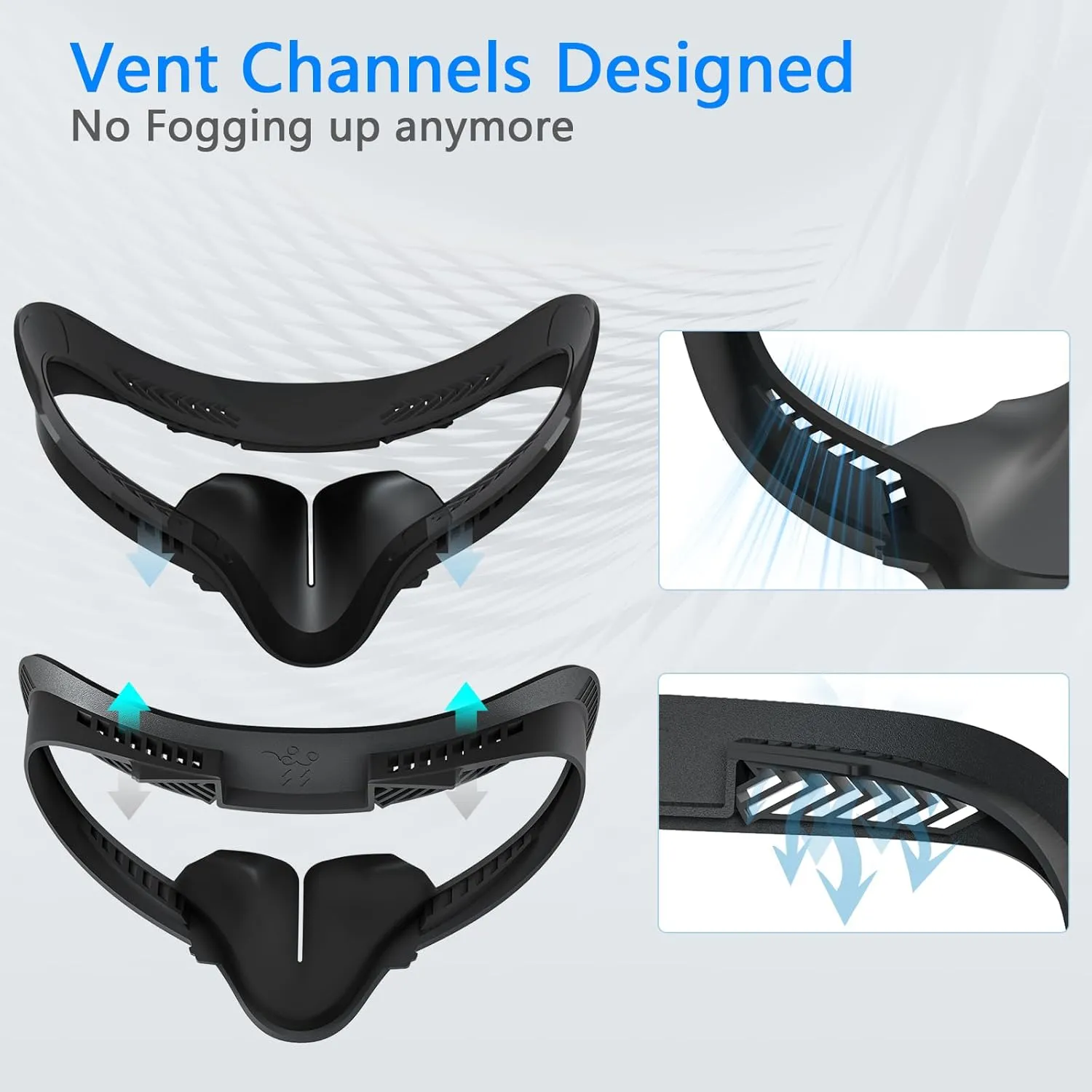 VR Facial Interface & Face Pad for Oculus Quest 2, VR Face Cover Cushion Replacement Compatible with Quest 2,Breathable Holes Leather Protective VR Accessories