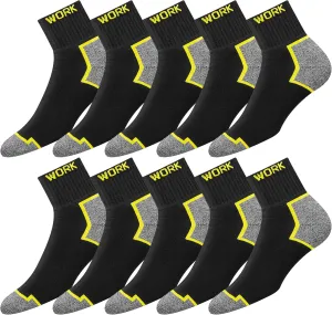WORK Men's Quarter Socks Black 10 Pairs